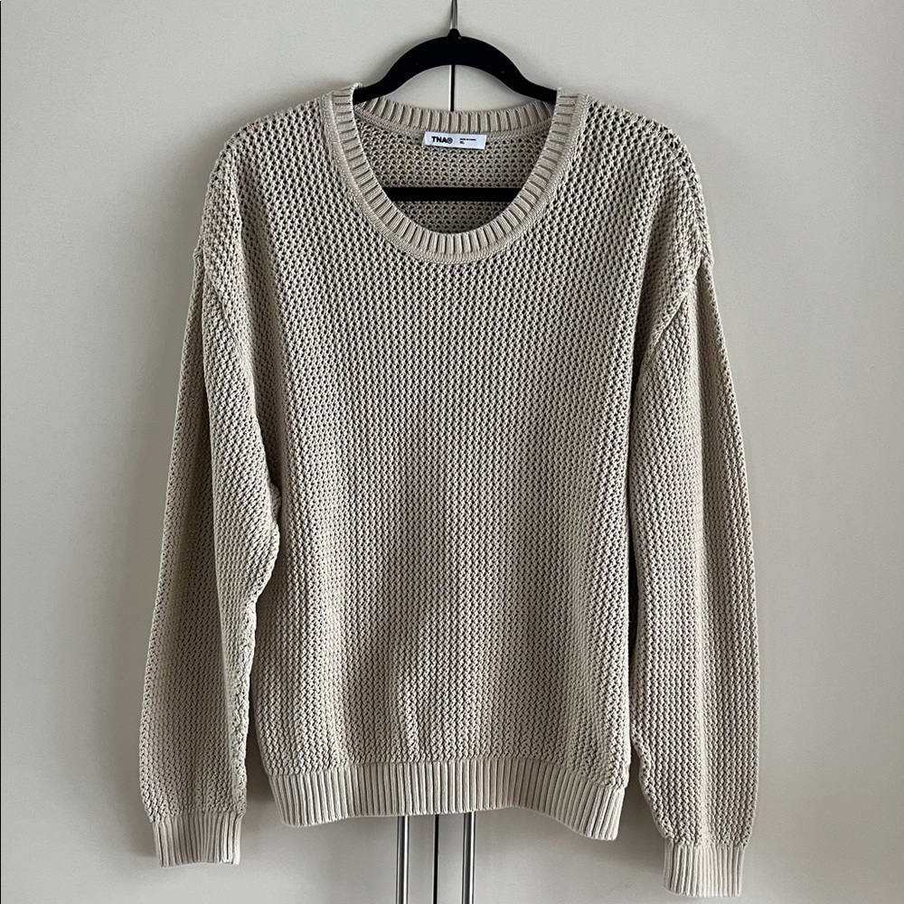 TNA Women's Scoop Neck Knit Sweater in Beige